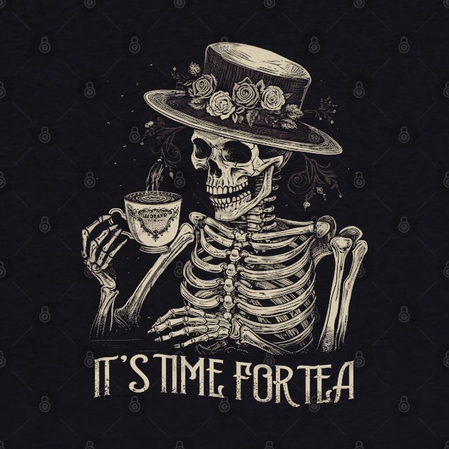 It's Time for Tea! Skeleton Funny by Kali Space